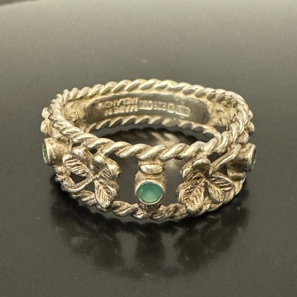 925 Sterling Silver Jewelry - Sterling Silver Green Stone Shamrock☘ Ring